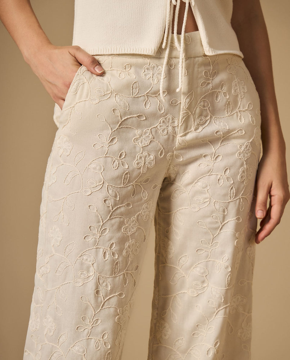Pantalón straight tobillero mezcla lino - Crudo 34_632H017_CRU110604_4