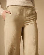 Pantalón silueta recta tejido fluido - Beige
