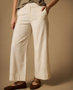Pantalón culotte largo capri con mezcla de lino - Crudo
