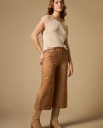 Pantalón culotte con forro de silueta amplia - Café