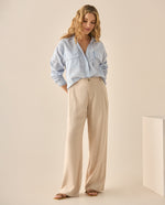 Pantalón bota recta amplia para mujer - Amarillo