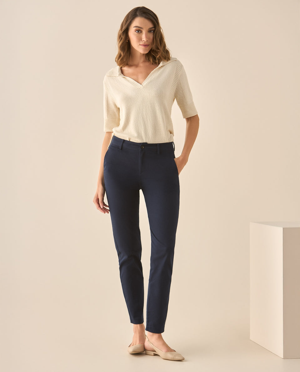 Pantalón clásico con bolsillos en diagonal para mujer  - Azul 34_633G009_AZU193921_7