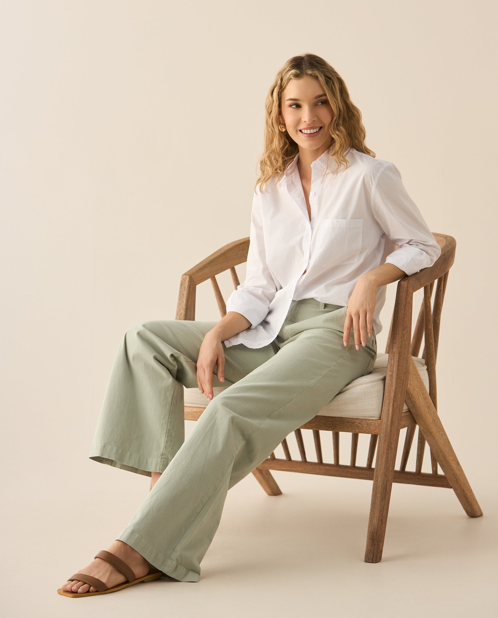 Pantalón bota recta clásico para mujer - Verde 34_633G011_VER136105_0