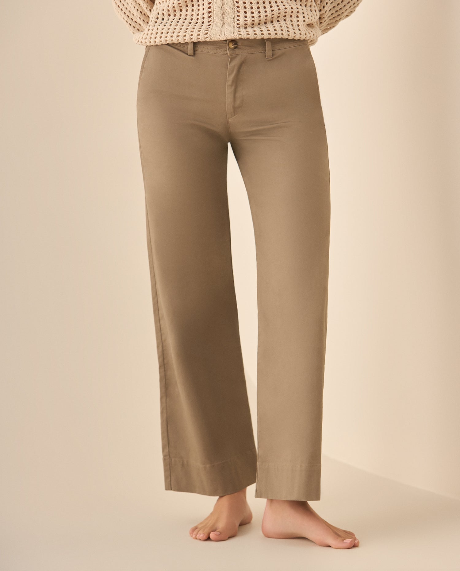 Pantalón clásico recto para mujer  - Beige
