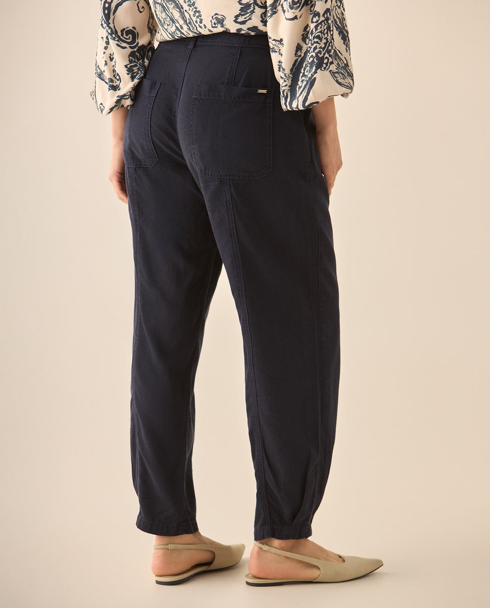 Pantalón fluido con pinzas en bota para mujer  - Azul 34_633G030_AZU193923_5
