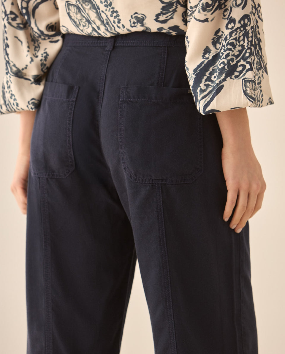 Pantalón fluido con pinzas en bota para mujer  - Azul 34_633G030_AZU193923_6