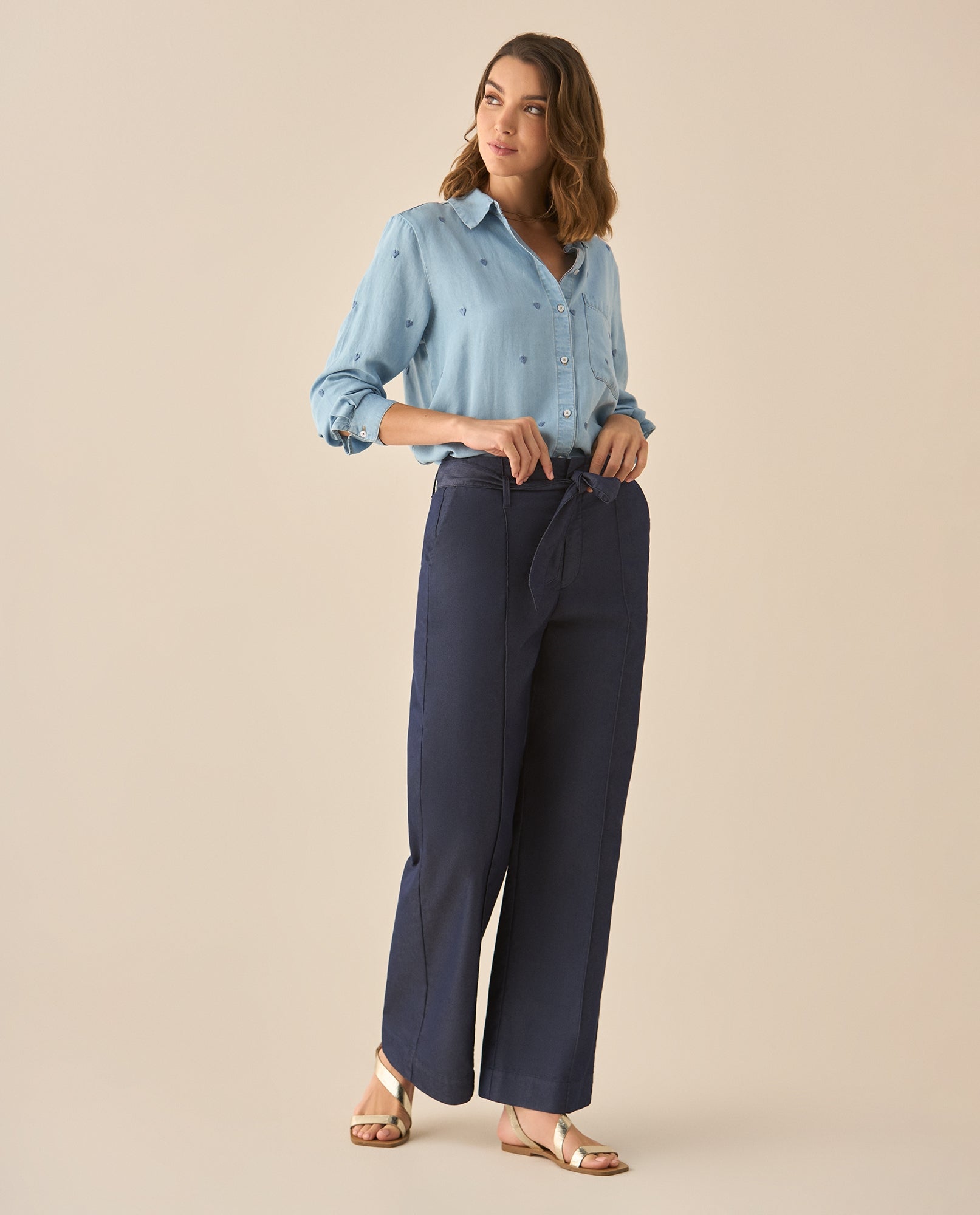 Pantalón de bota recta y tiro súper alto para mujer - Azul 34_633G031_AZU193920_0