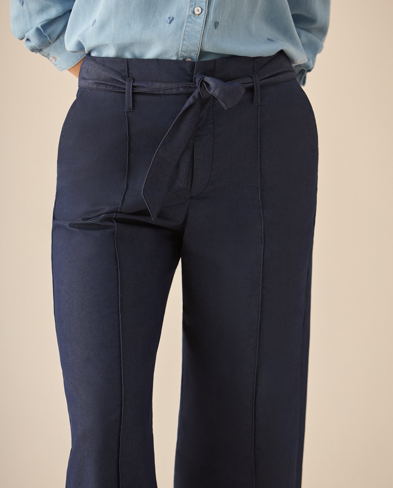 Pantalón de bota recta y tiro súper alto para mujer - Azul