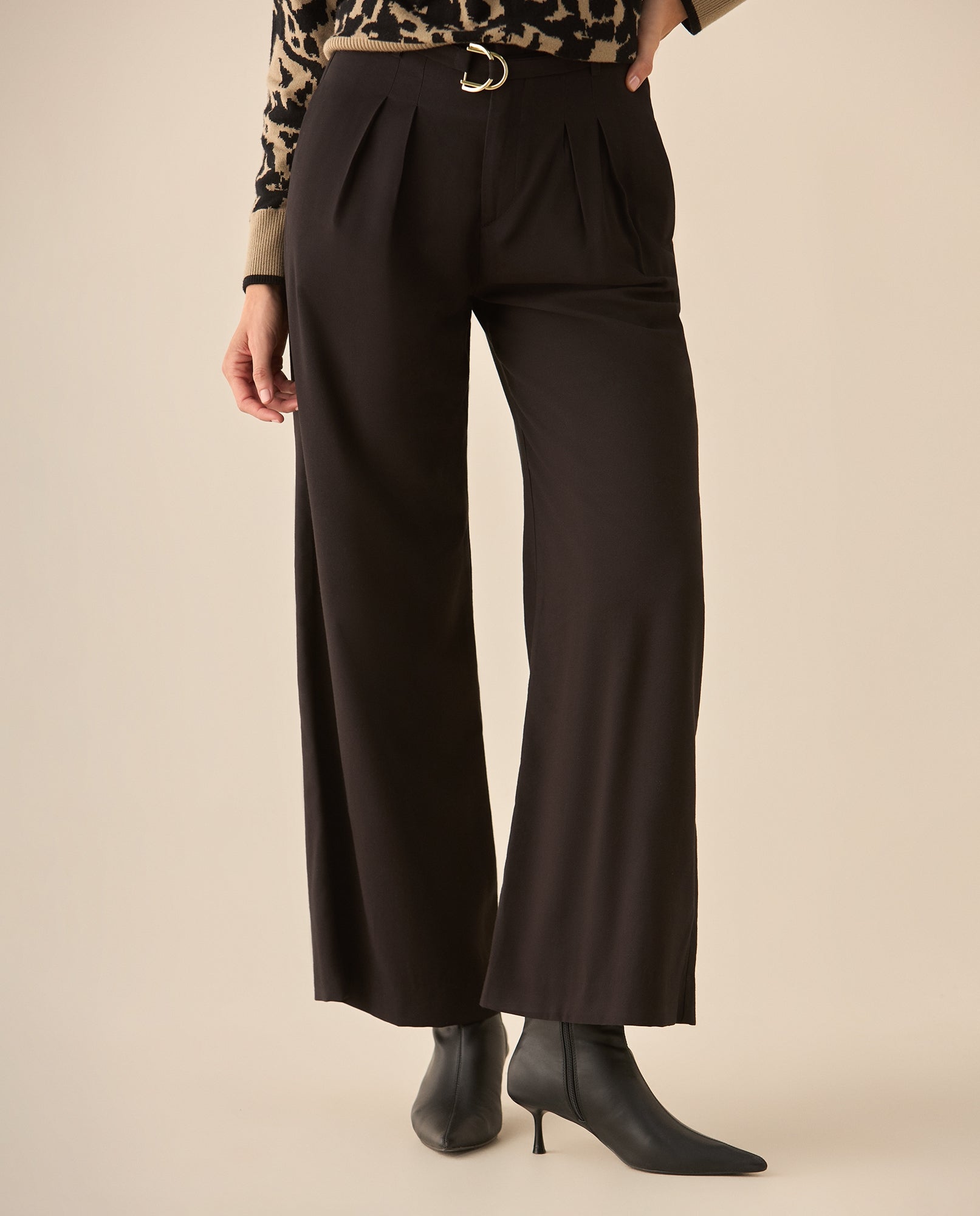 Pantalón bota recta con cortes decorativos para mujer - Negro 34_633G041_NEG190303_3