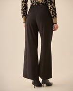 Pantalón bota recta con cortes decorativos para mujer - Negro