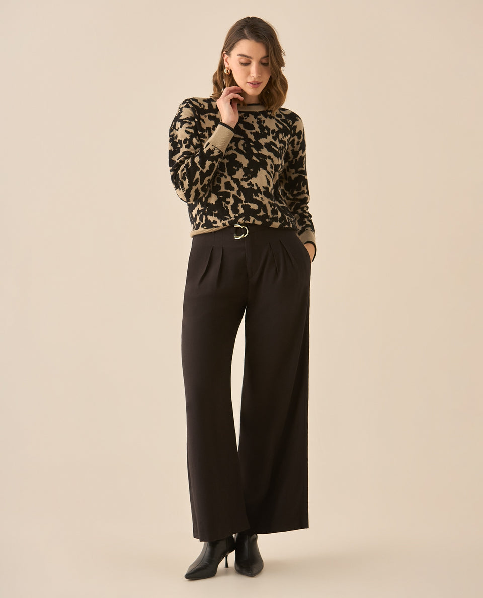 Pantalón bota recta con cortes decorativos para mujer - Negro 34_633G041_NEG190303_7