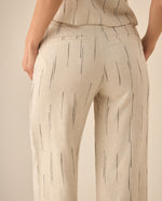 Pantalón recto con rayas para mujer  - Blanco