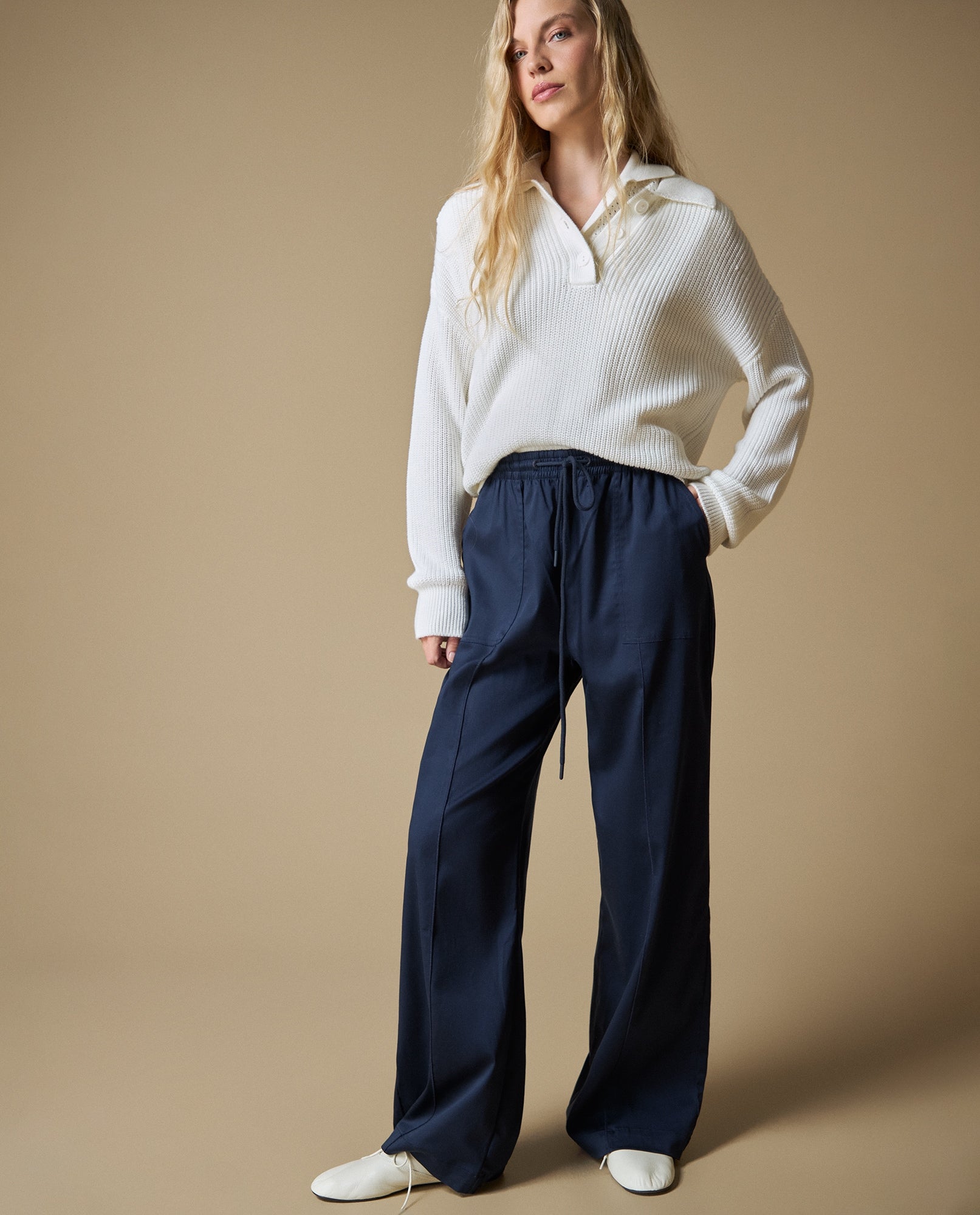 Pantalones Wide Rectos Esprit - Azul 34_633H005_AZU193923_0