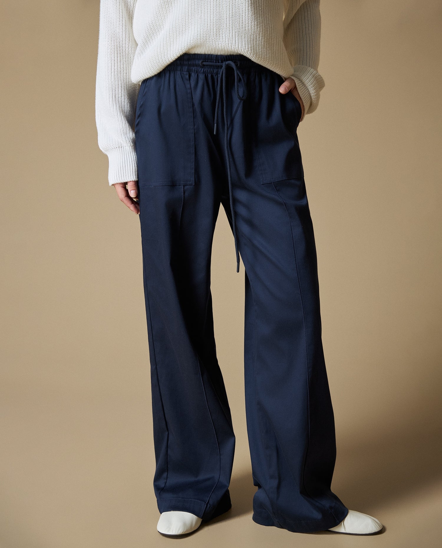 Pantalones Wide Rectos Esprit - Azul