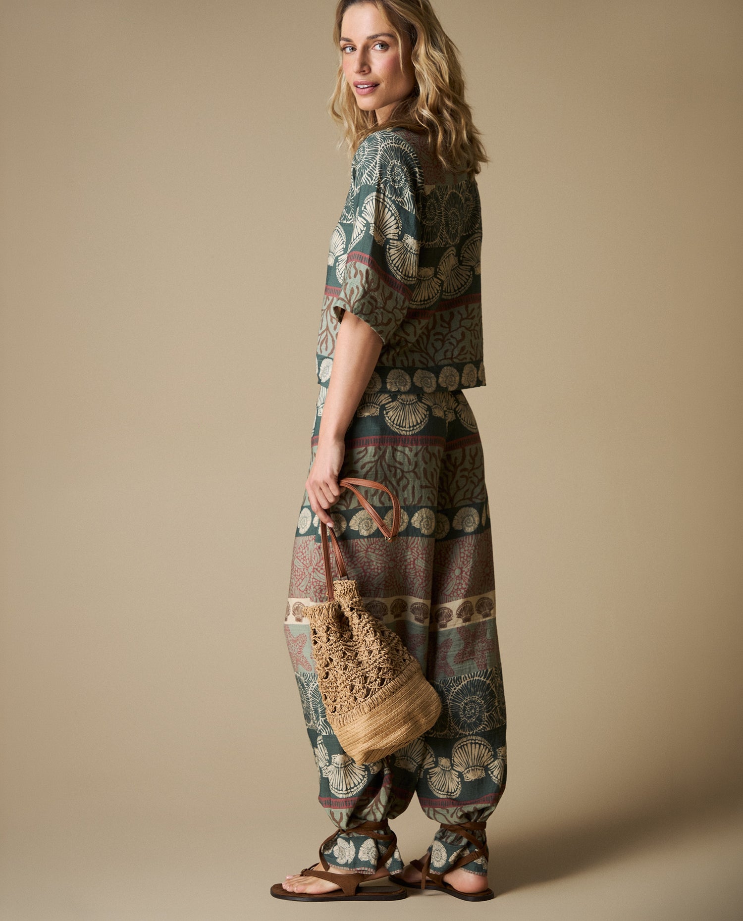 Pantalón Wide Leg Tobillero - Verde