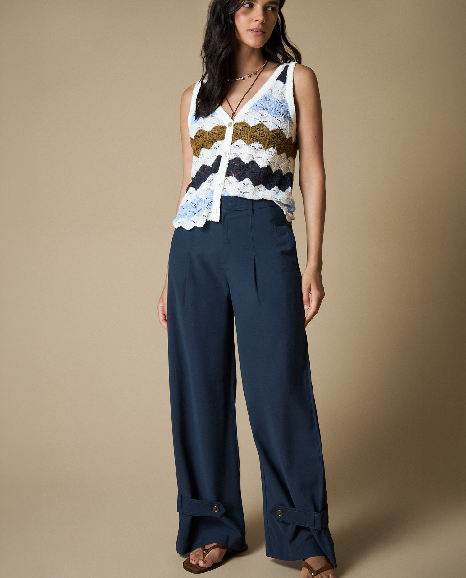 Pantalón Wide Leg Mujer - Azul