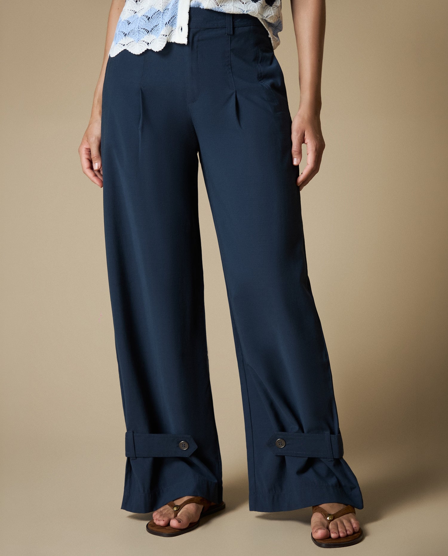 Pantalón Wide Leg Mujer - Azul
