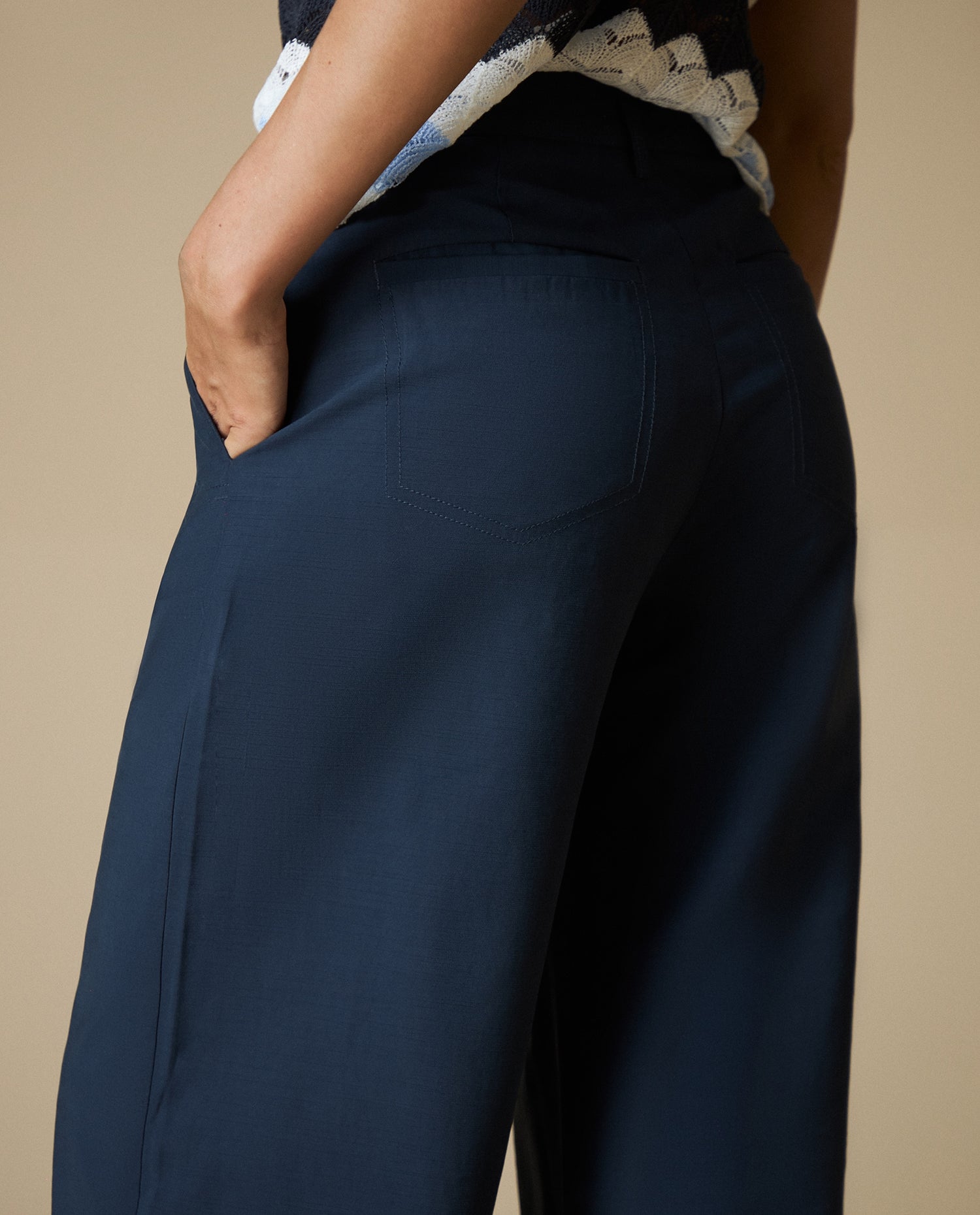 Pantalón Wide Leg Mujer - Azul