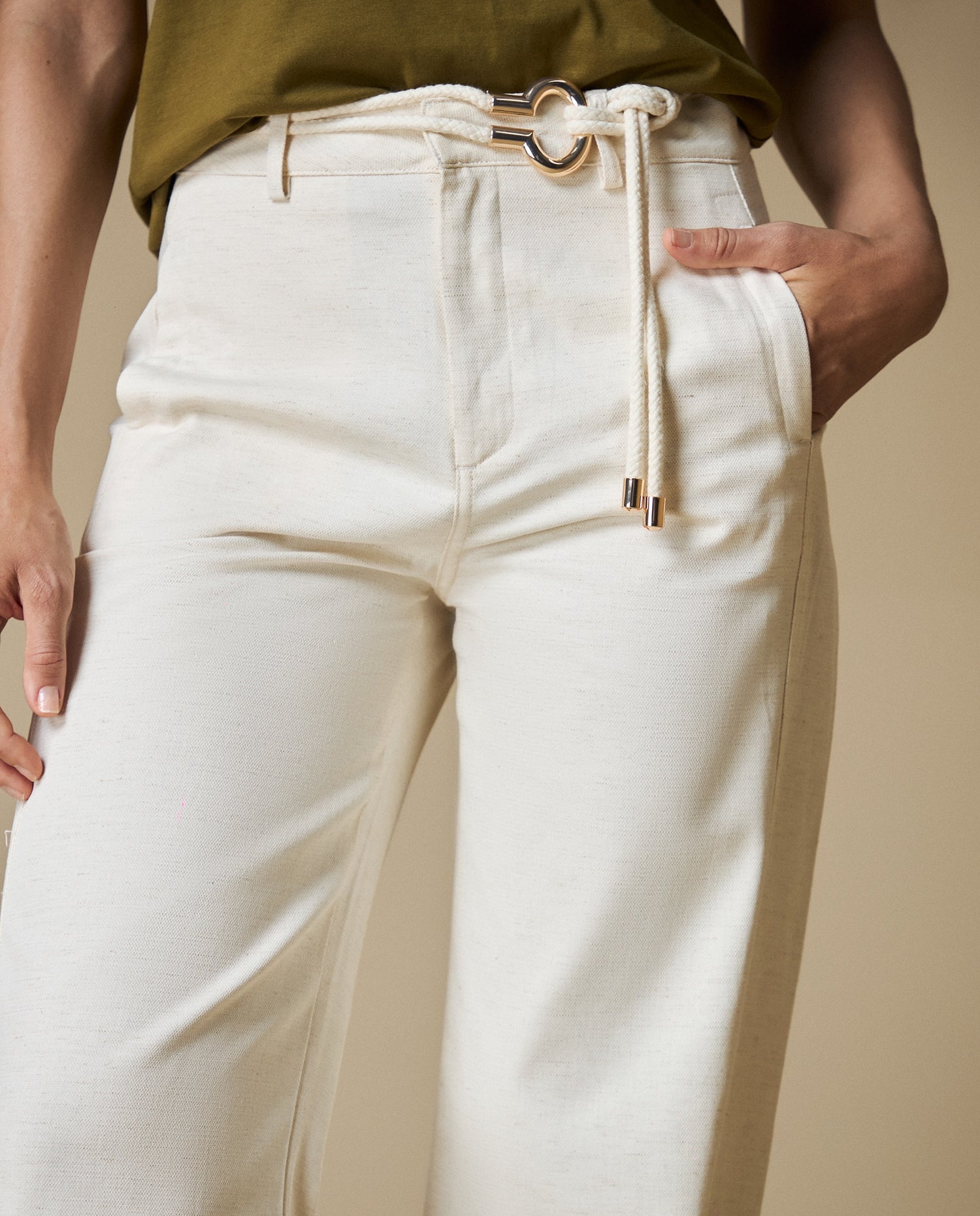 Pantalón Wide Leg Esprit - Crudo