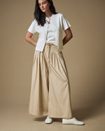 Pantalón Wide Leg Tobillero - Beige