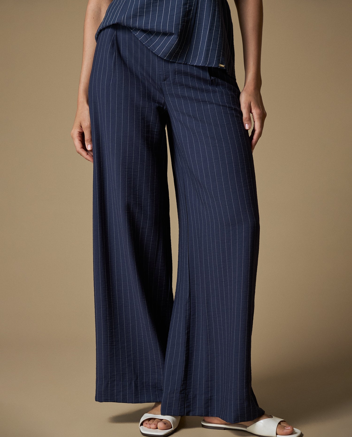 Pantalones Wide Leg Mujer - Azul