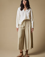 Pantalón Wide Leg Larga Mujer - Beige