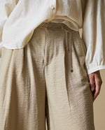 Pantalón Wide Leg Larga Mujer - Beige