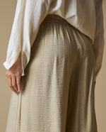 Pantalón Wide Leg Larga Mujer - Beige
