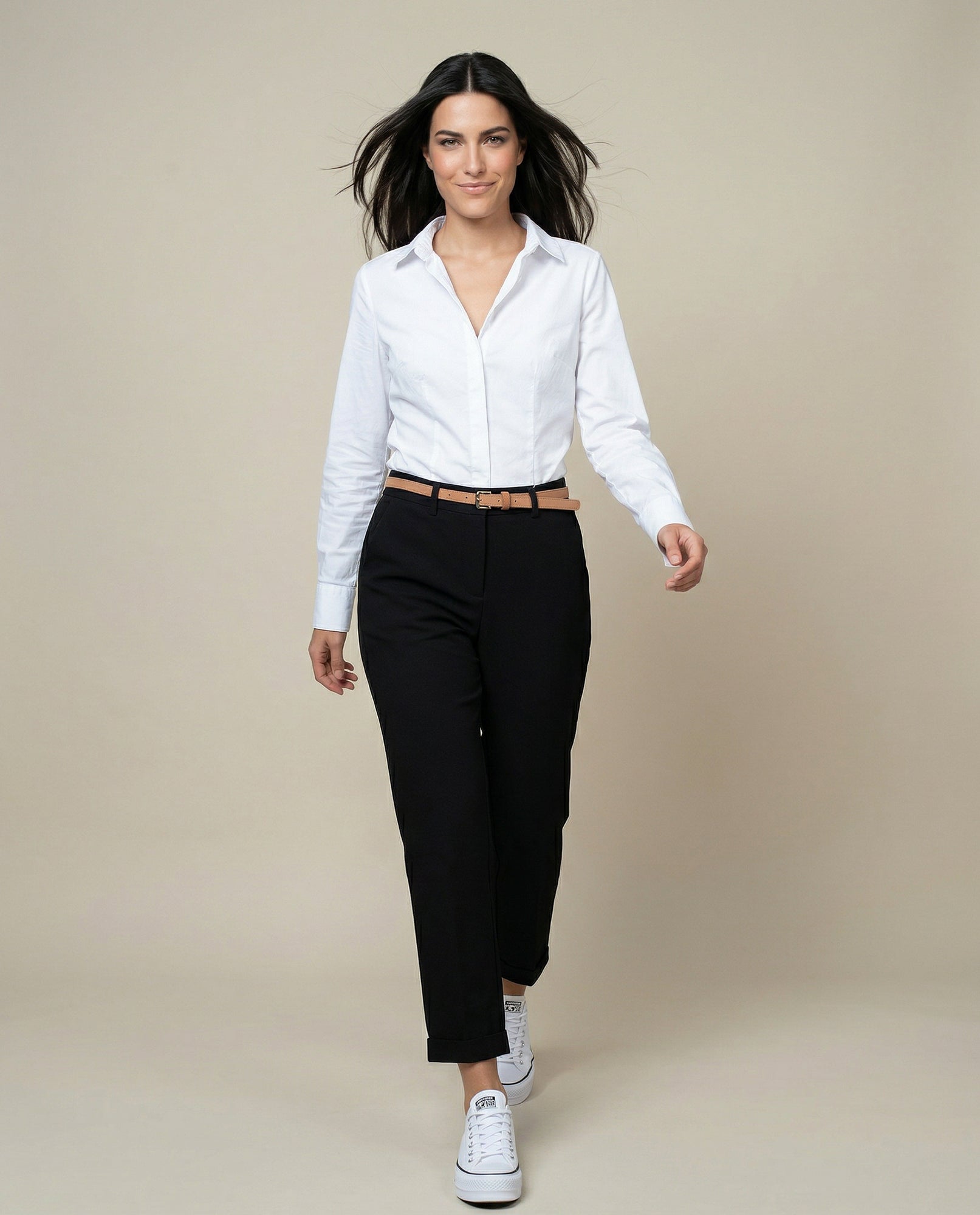 Pantalón straight con pinzas y ruedo doblado - Negro 34_635F305_NEG194007_0