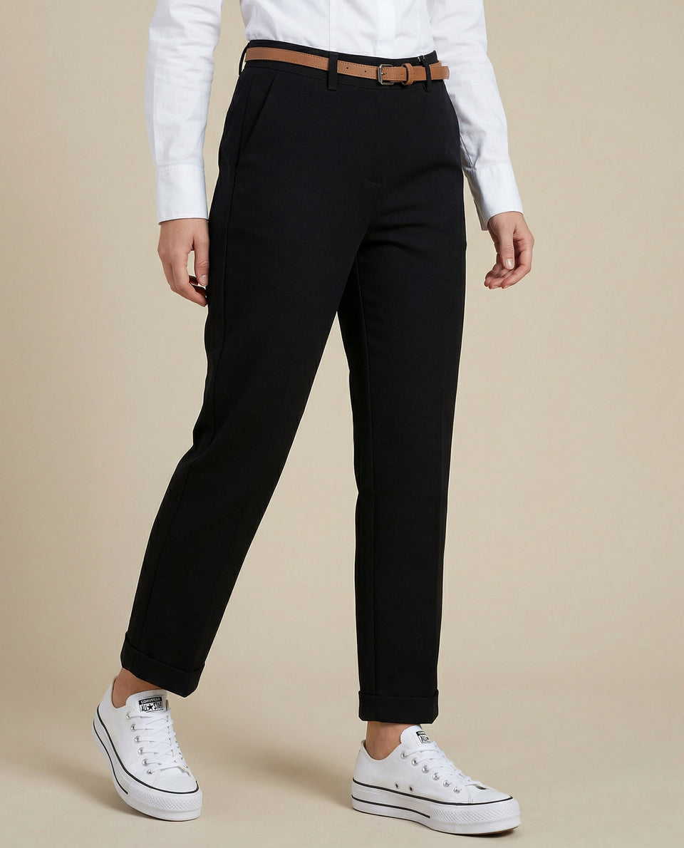 Pantalón straight con pinzas y ruedo doblado - Negro 34_635F305_NEG194007_3