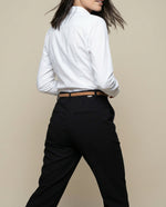 Pantalón straight con pinzas y ruedo doblado - Negro