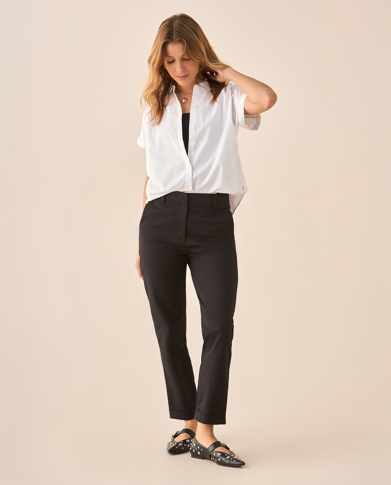 Pantalón de bota con guardapolvo para mujer - Negro