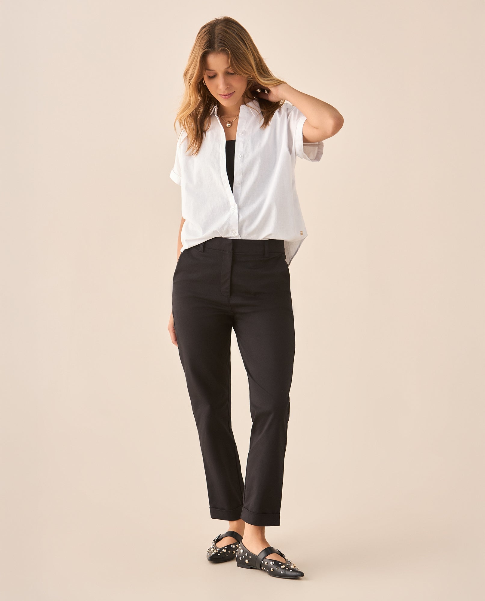 Pantalón de bota con guardapolvo para mujer - Negro 34_635F306_NEG190303_0