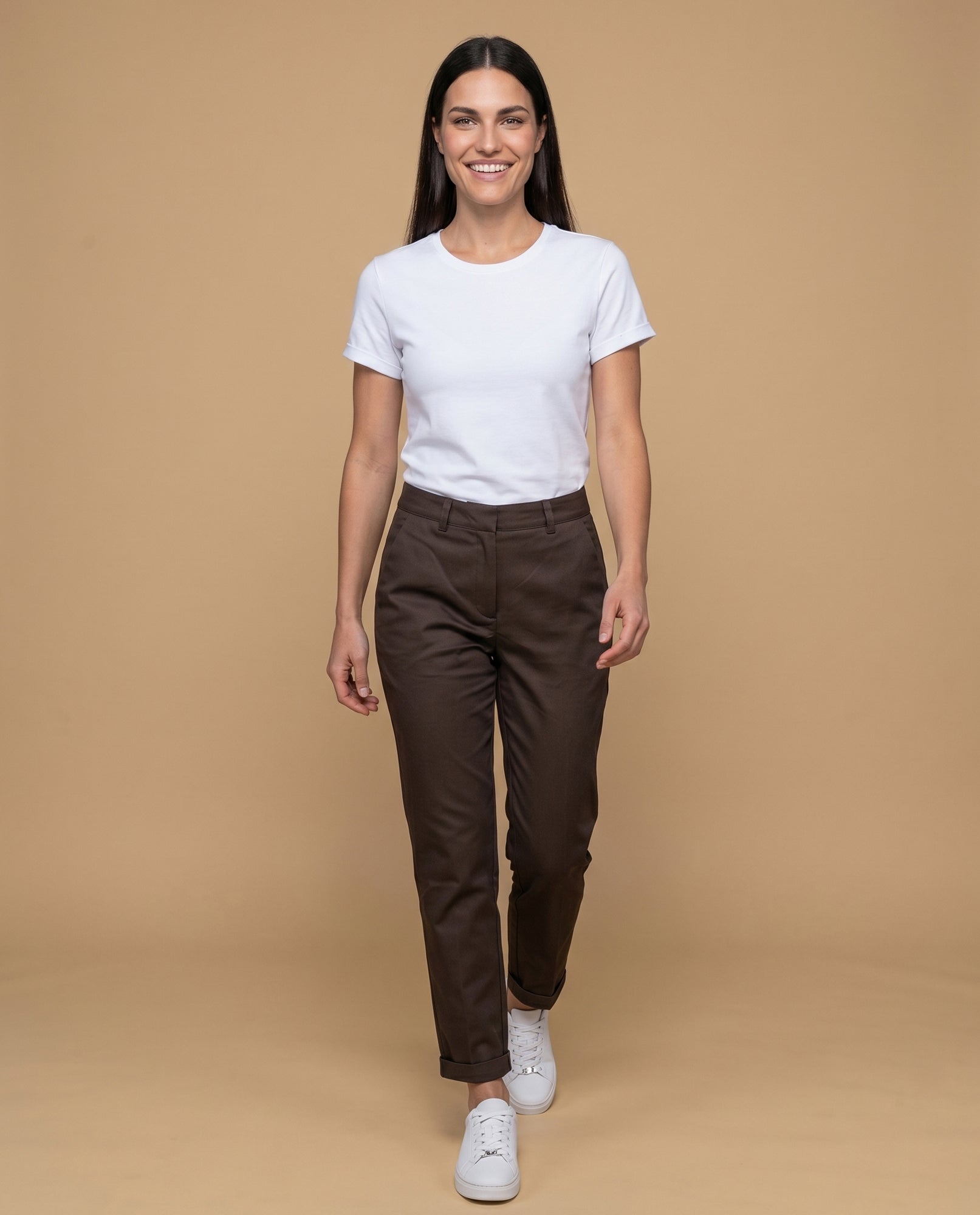 Pantalón recto marrón mujer - Café 34_635F307_CAF170630_0