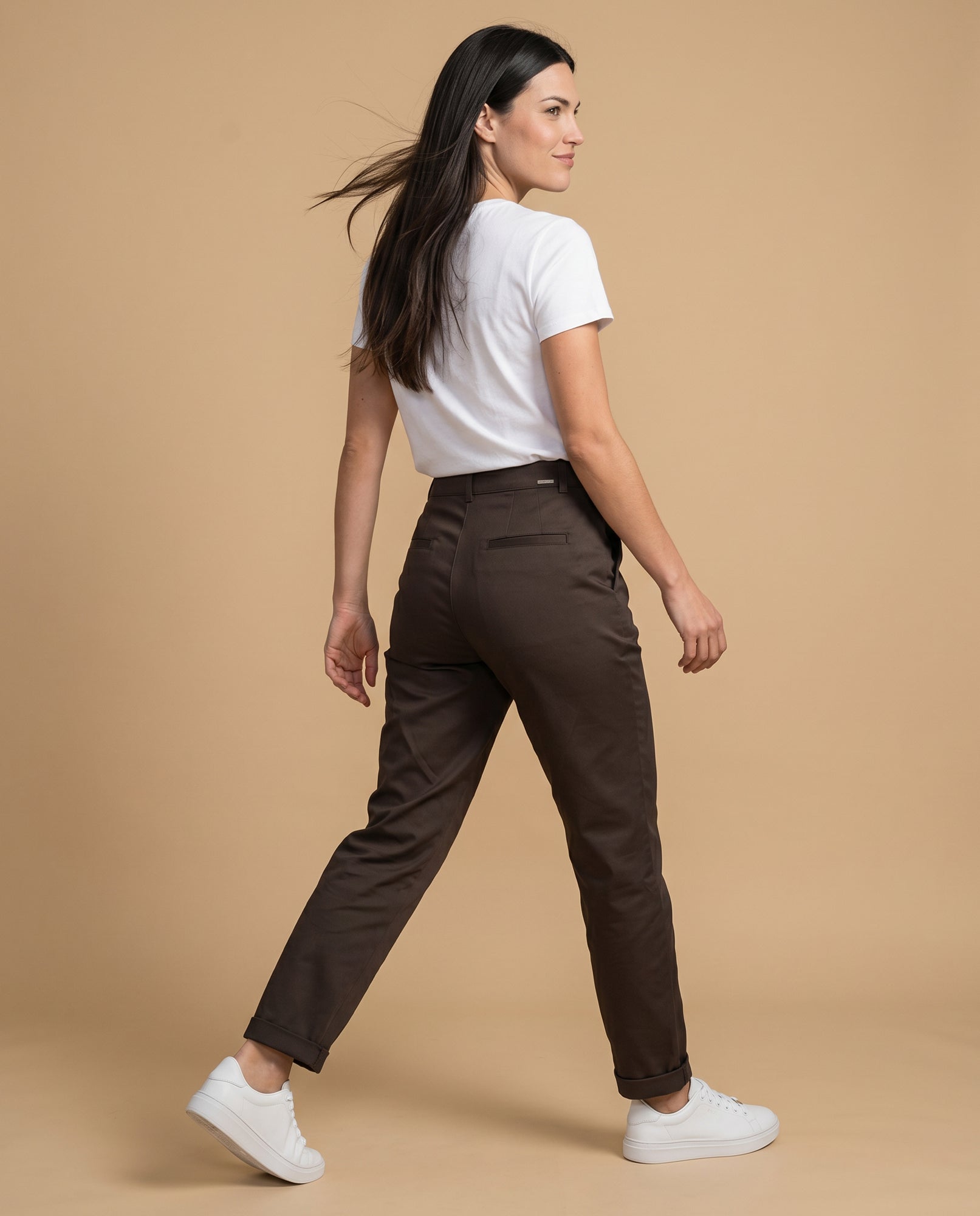Pantalón recto marrón mujer - Café 34_635F307_CAF170630_4
