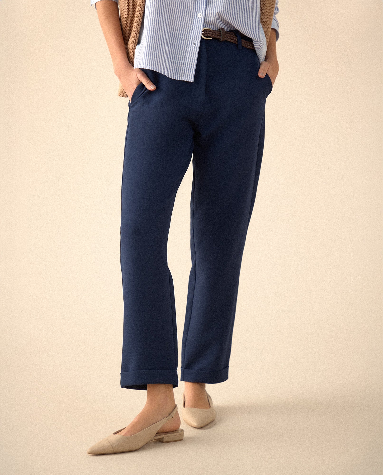 Pantalón con bolsillos de ribete para mujer - Azul 34_635F308_AZU184221_4