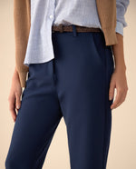 Pantalón con bolsillos de ribete para mujer - Azul