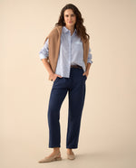 Pantalón con bolsillos de ribete para mujer - Azul