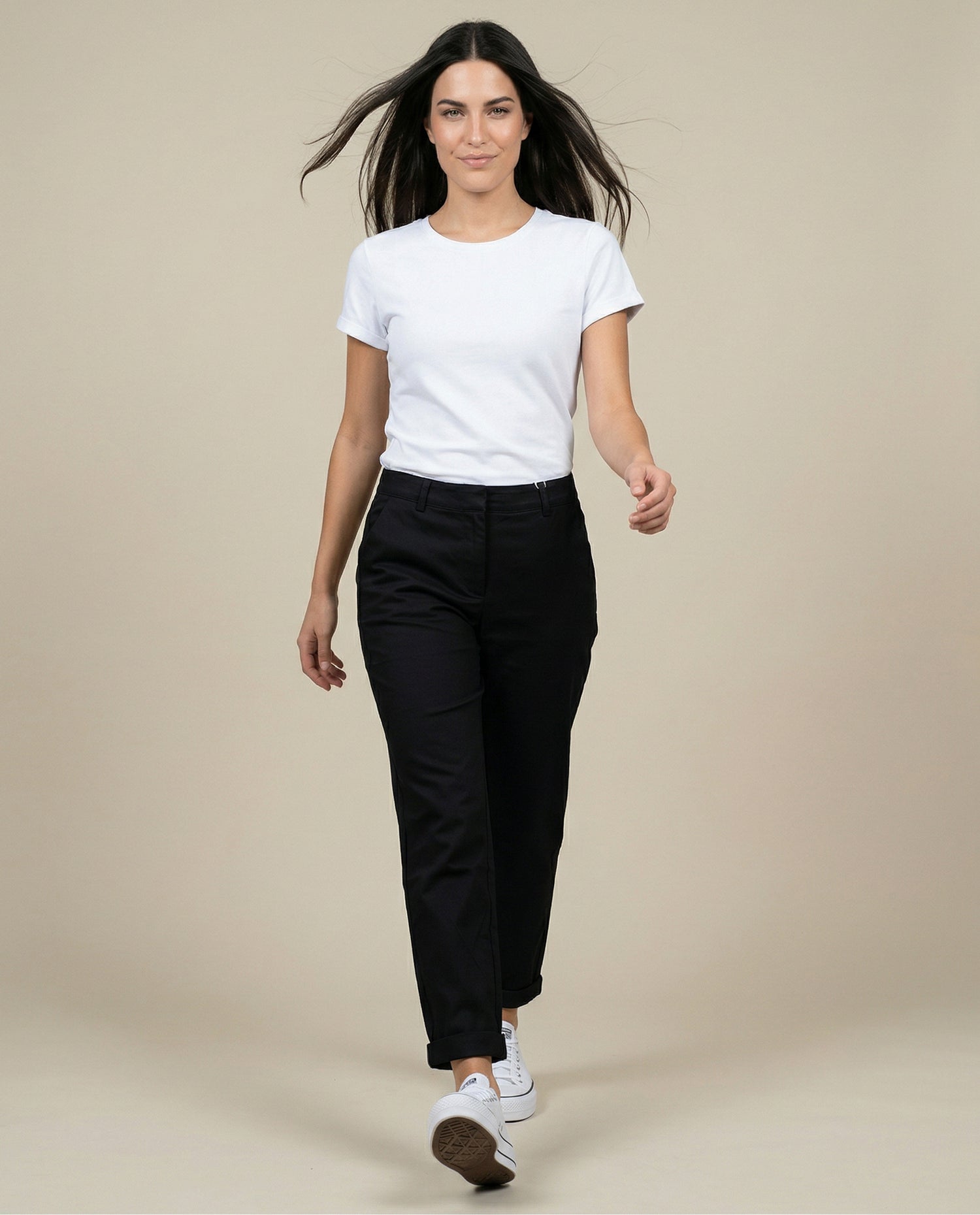 Pantalón straight leg con pliegue frontal y ruedo doblado - Azul