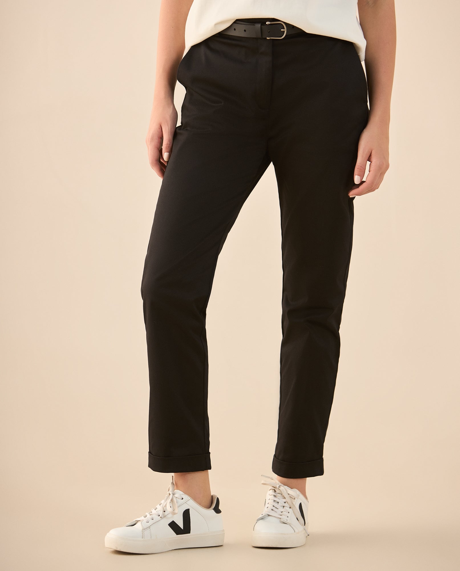 Pantalón con guardapolvo el ruedo para mujer - Negro 34_635G303_NEG194004_3