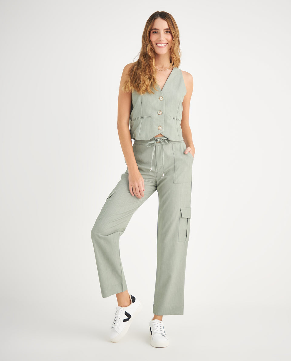 Pantalón con elástico en cintura para mujer - Verde 34_639F003_VER165807_6