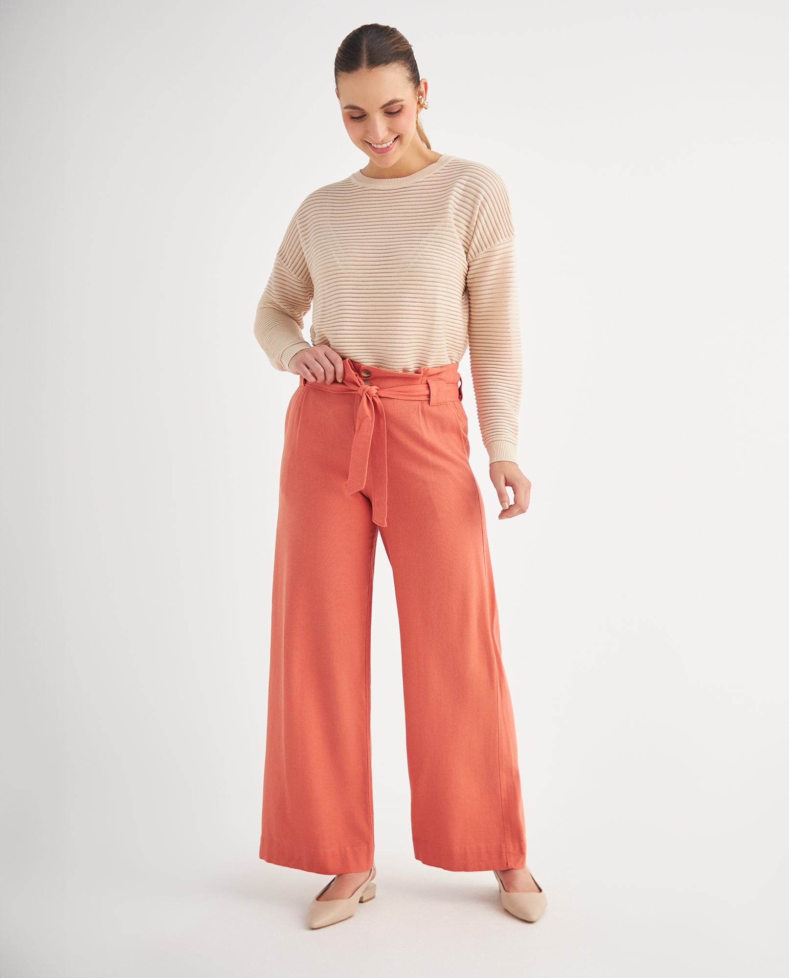 Pantalón sin pretina para mujer - Rojo 34_639F009_ROJ181551_0