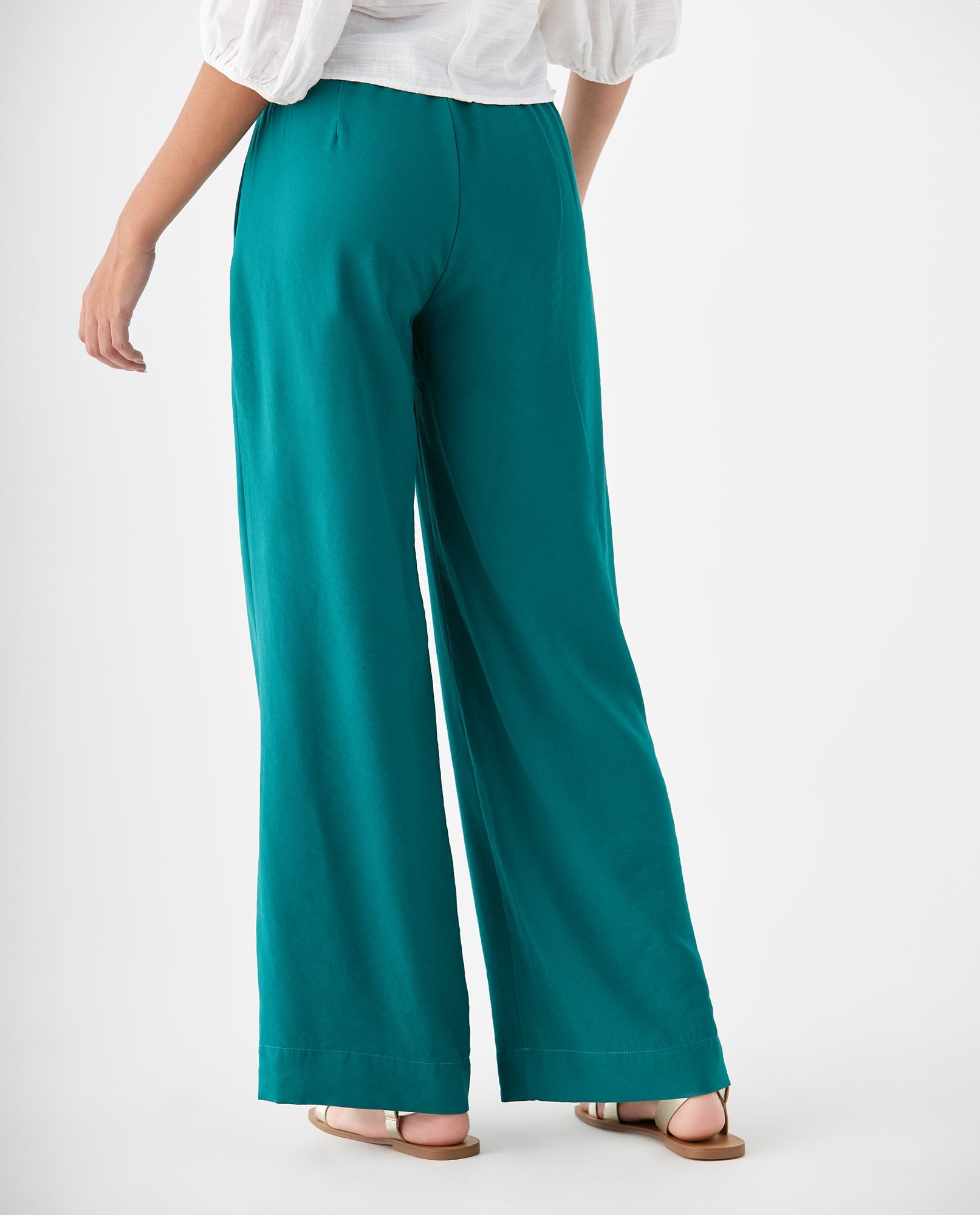 Pantalón de tela fluida para mujer - Verde 34_639F013_VER195420_4