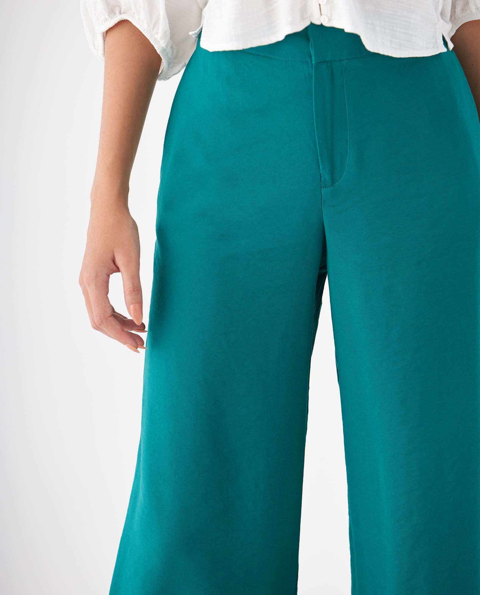 Pantalón de tela fluida para mujer - Verde 34_639F013_VER195420_5