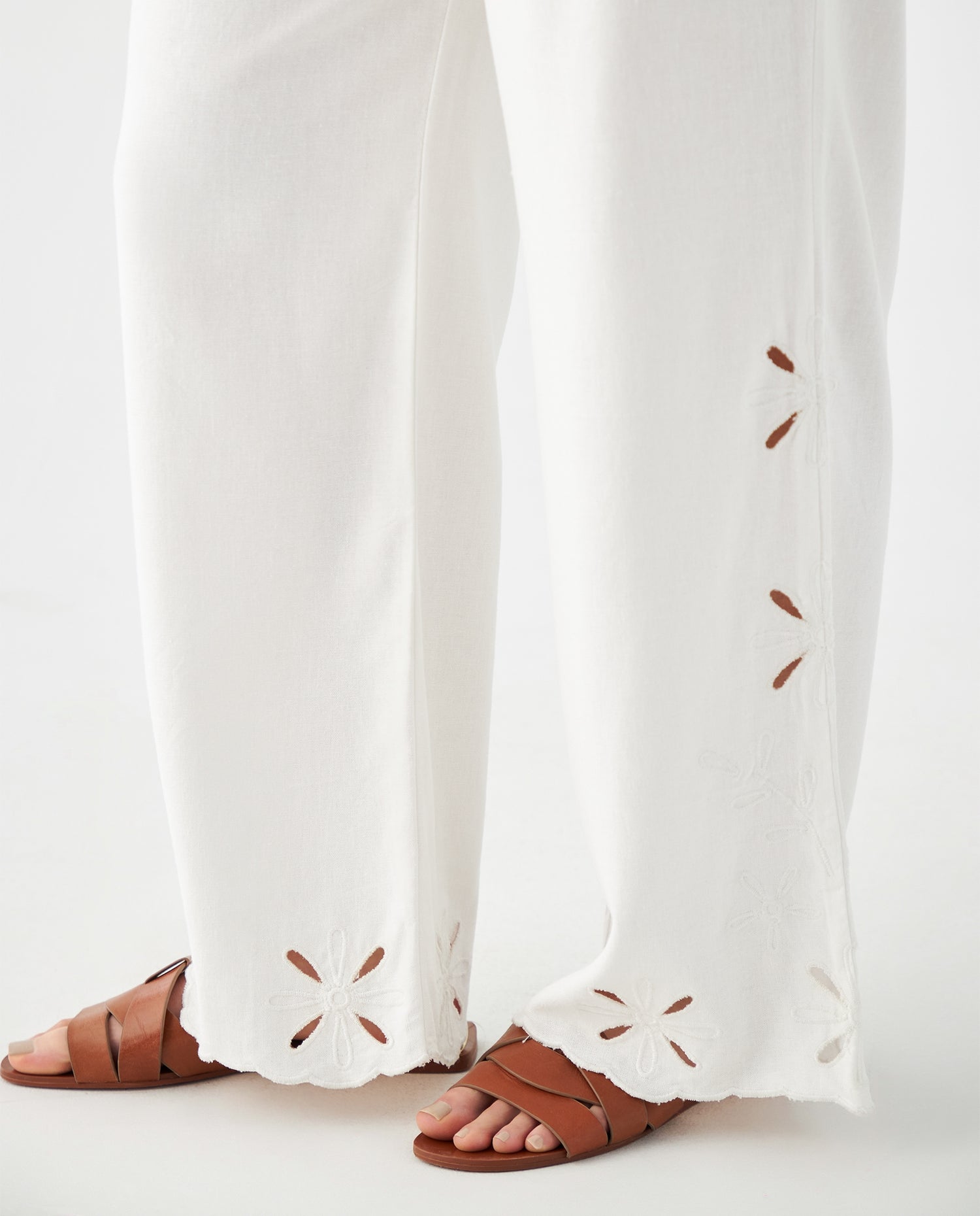 Pantalón en lino para mujer - Crudo