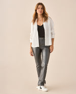 Pantalón con efecto metalizado para mujer - Gris