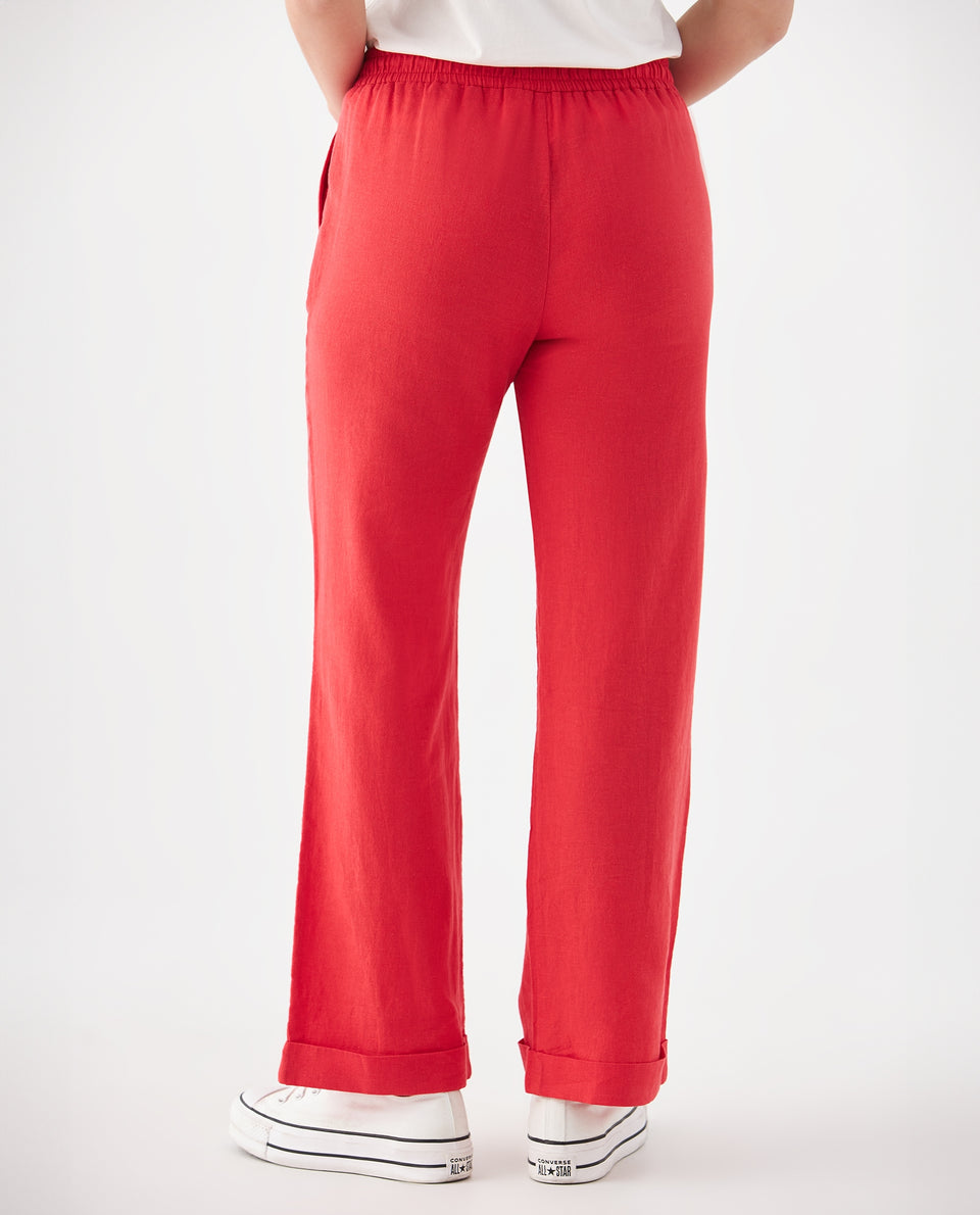 Pantalón de tela fluida para mujer - Rojo 34_639F018_ROJ191763_4