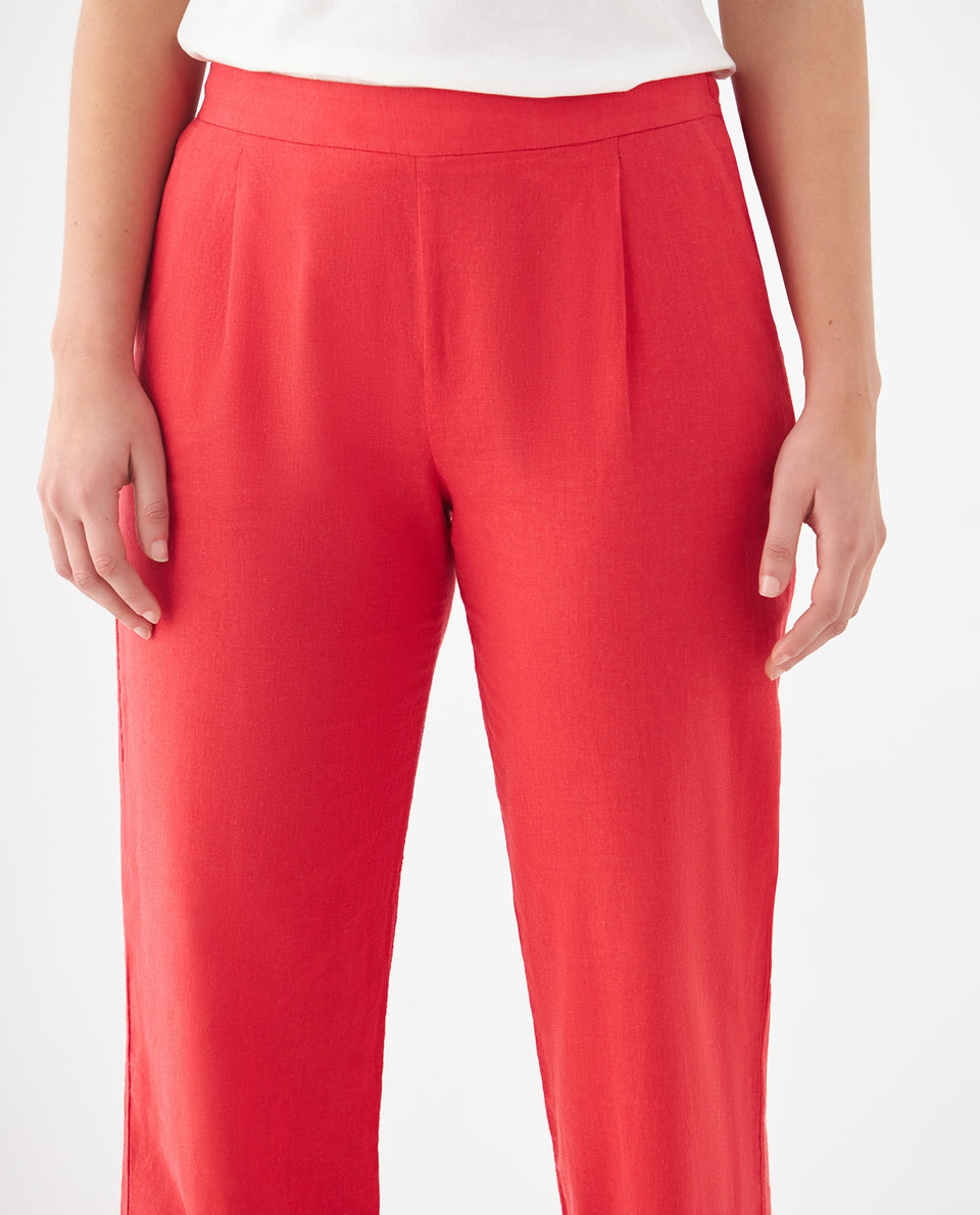 Pantalón de tela fluida para mujer - Rojo 34_639F018_ROJ191763_5