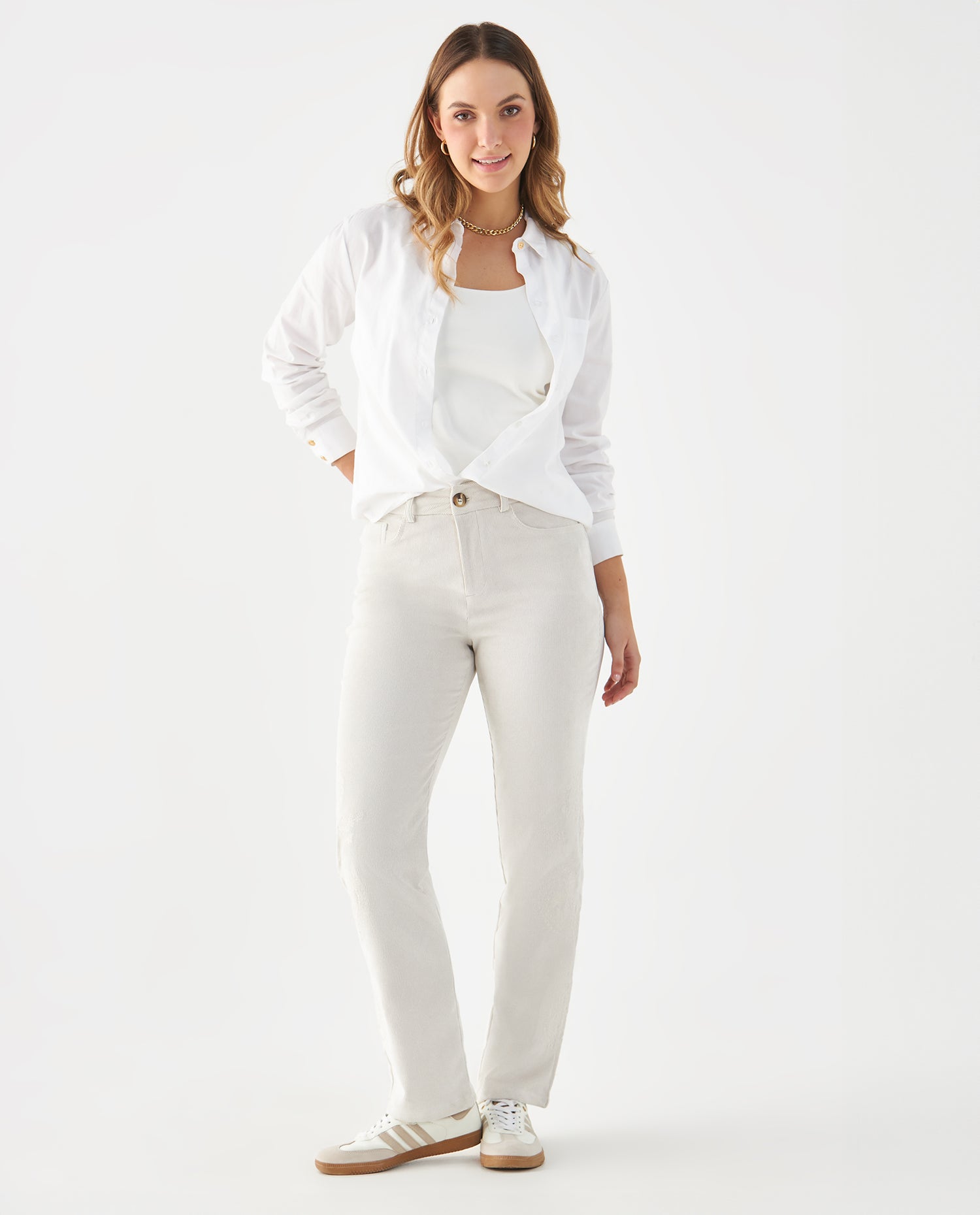Pantalón en corduroy para mujer - Crudo
