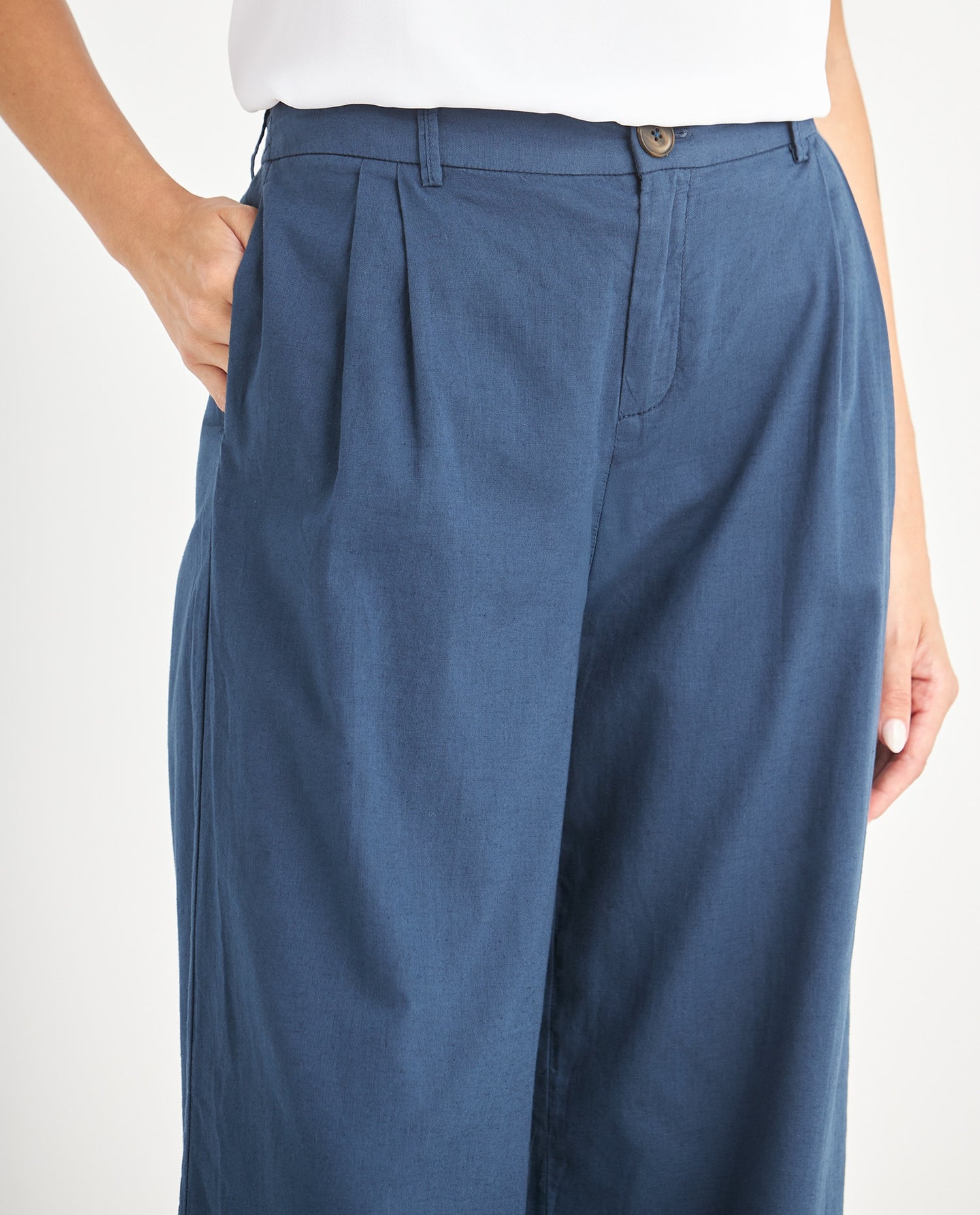 Pantalón de bota recta amplia para mujer - Azul